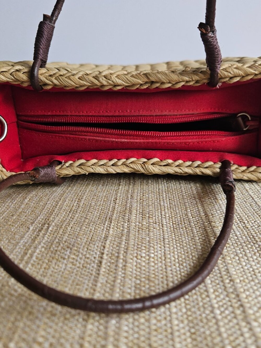 Sonoma Straw Handbag Red White Blue Stars Woven Patriotic Crossbody Purse - Picture 9 of 15